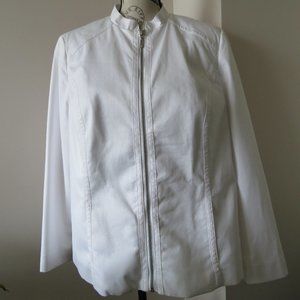 White Tanjay Pleather Bomber Style Jacket With Zippered Front Size 16P